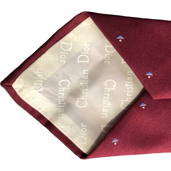 Christian Dior Monsieur Pointed Red Patterned Tie - Picture 6 of 7